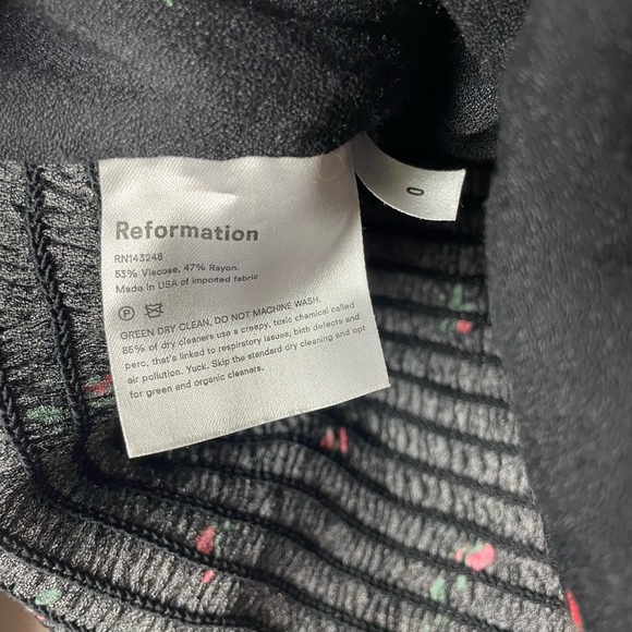 Reformation Black Rose Red Floral The Kemmy Long Sleeve Top Size 0 - Picture 5 of 8